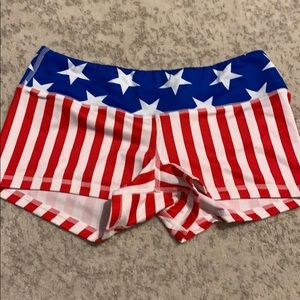 fleo spandex shorts, american flag pattern